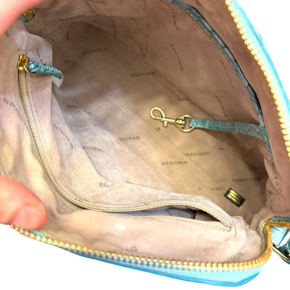 Brahmin blue/green embossed Melbourne mini Sydney crossbody bag - Picture 9 of 10